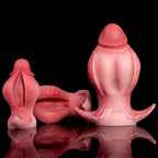Oieffur Fissure Fantasy Stroker with petal-folded platinum silicone exterior, designed as a penetrable fantasy dildo.