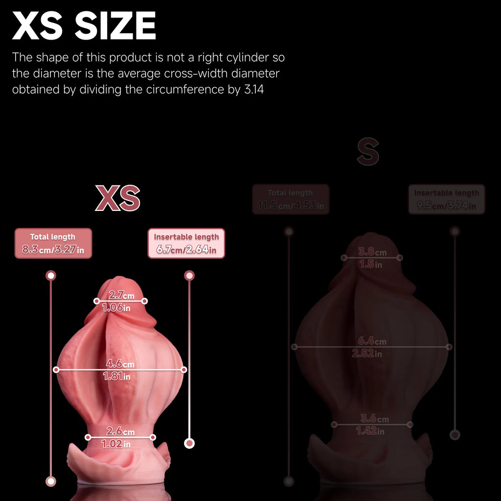 Oieffur Fissure Fantasy Stroker petal-folded platinum silicone dildo with detailed surface, designed for full sensation.