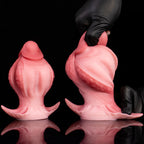 Oieffur Fissure Fantasy Stroker petal-folded platinum silicone dildo, penetrable fantasy toy with detailed petal folds.