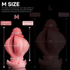 Oieffur Fissure Fantasy Stroker petal-folded platinum silicone dildo with penetrable design, sculpted detail for intimate pleasure.