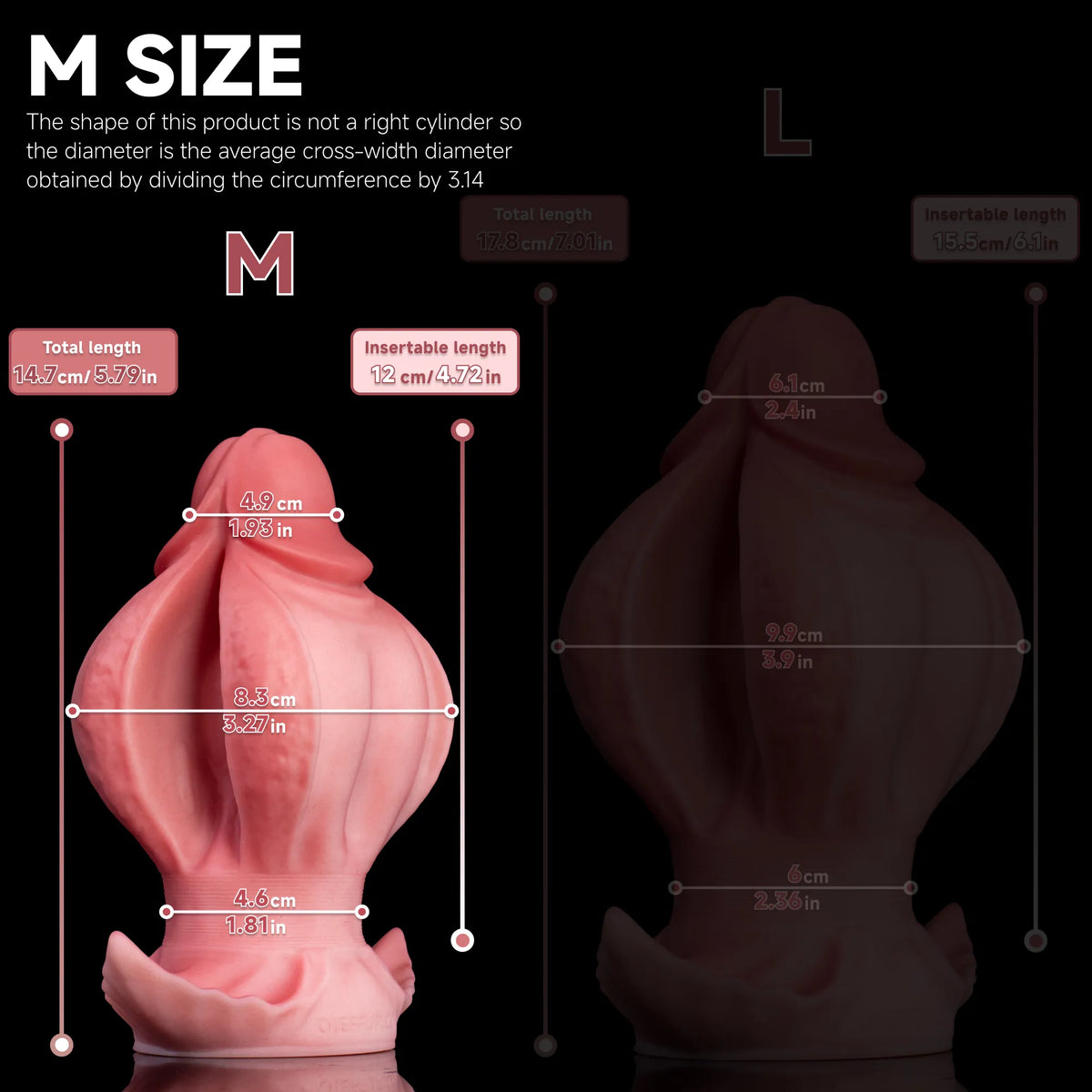 Oieffur Fissure Fantasy Stroker petal-folded platinum silicone dildo with penetrable design, sculpted detail for intimate pleasure.