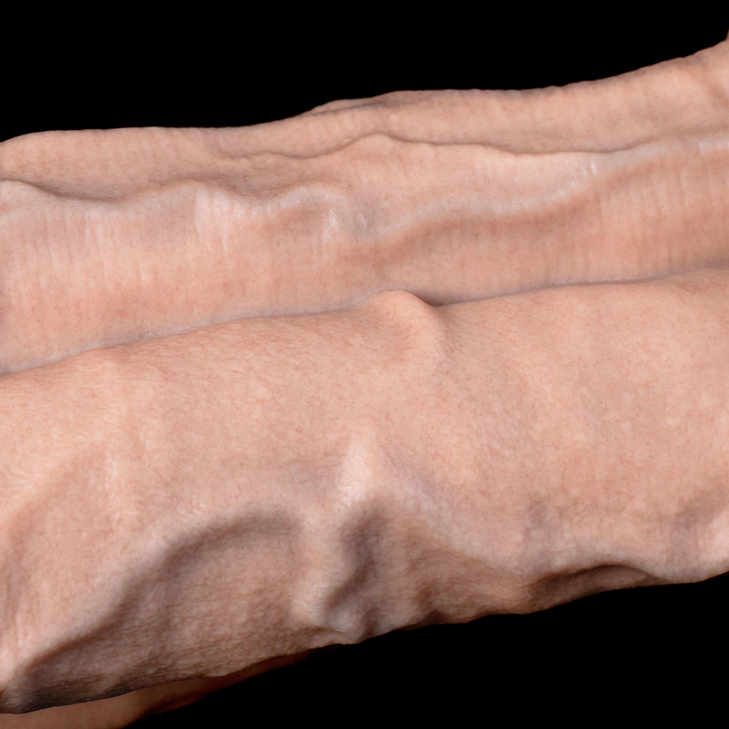 Hermavex multi cock dildo, close-up of the clustered shafts partway down the column