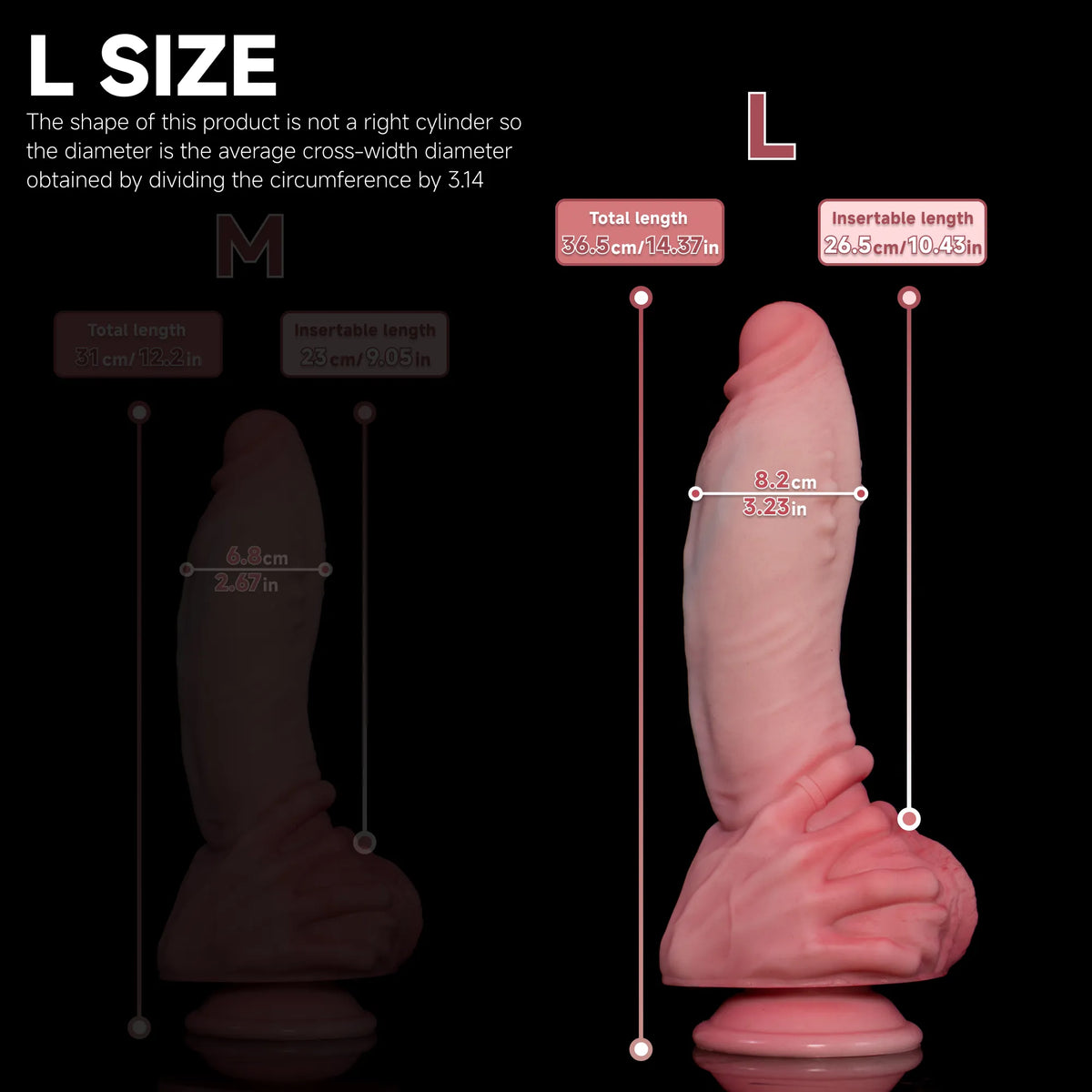 Realistic Hot Surge Fantasy Dildo by Oieffur with dual-layer design, sculpted detailing, and lifelike appearance for adult pleasure.