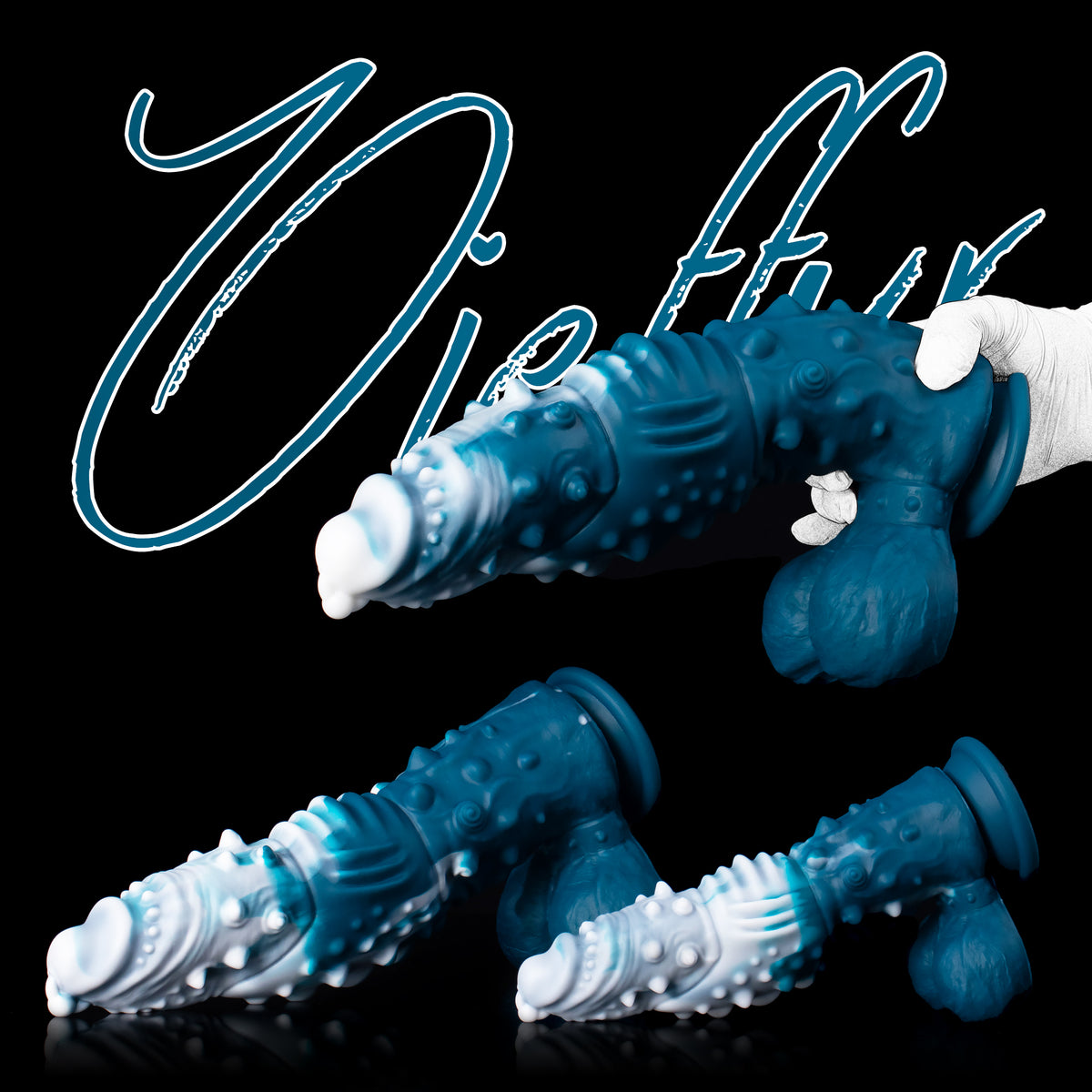 Oieffur Koopa silicone monster dildo with suction cup, featuring vibrant colors and sculpted surface in various sizes for fantasy play.