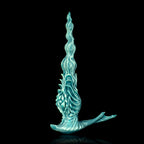 Oieffur Winding Fantasy Dildo with sculpted beads for pleasure, featuring a colorful, spiral design and defined shape.