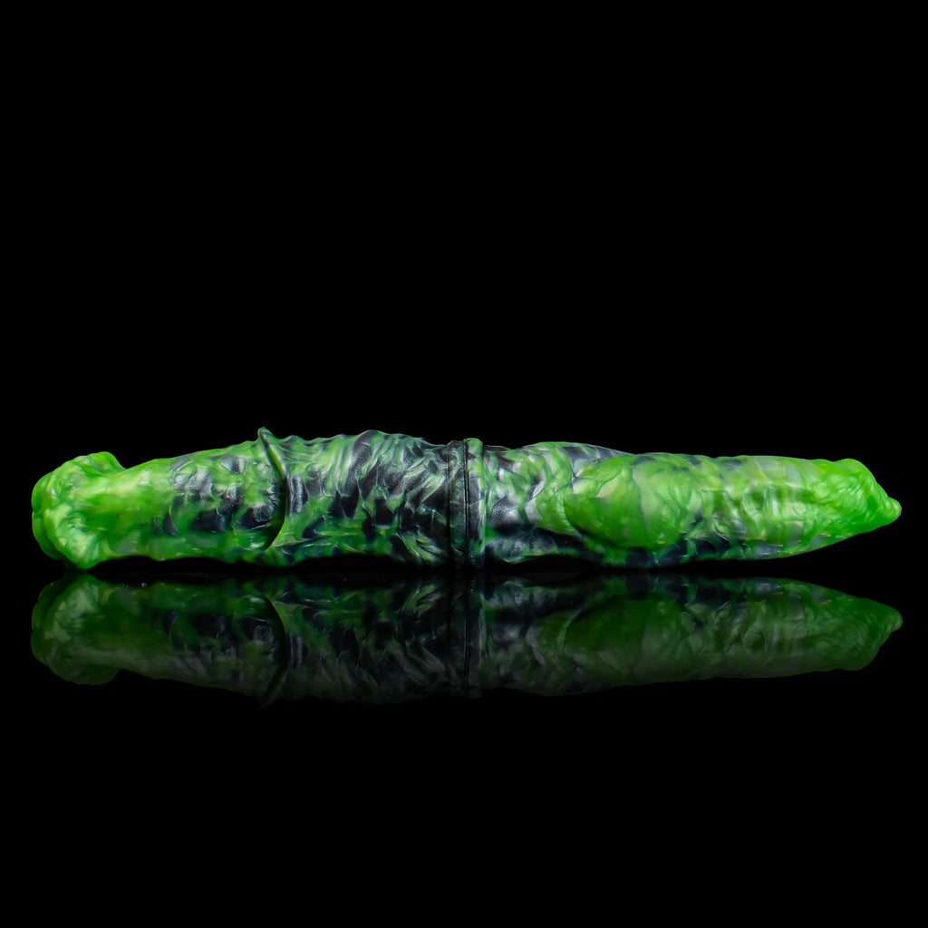 Dual Sensation Platinum silicone double-ended dildo with horse and dog forms, from Oieffur fantasy dildos collection.