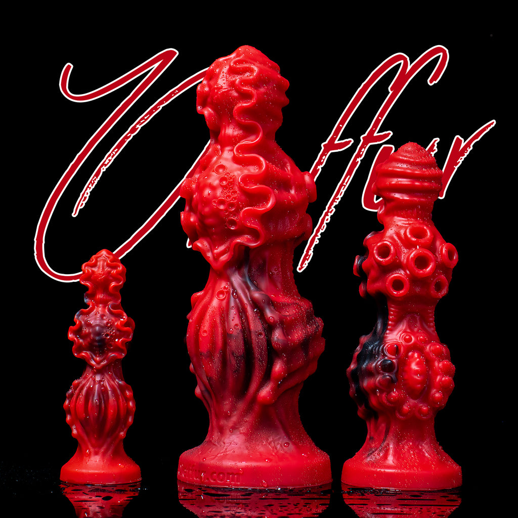 Oieffur Abyssal Depths beaded dildo made of platinum silicone, featuring sculpted, beaded design for fantasy adult pleasure.