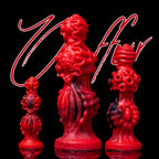 Oieffur Abyssal Depths beaded dildo made of platinum silicone, featuring sculpted, beaded design for fantasy adult pleasure.