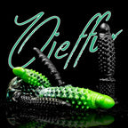 Black Abyss Spiked Dildo from Oieffur, a platinum silicone fantasy dildo with a sculpted, spiked design for intense sensation.