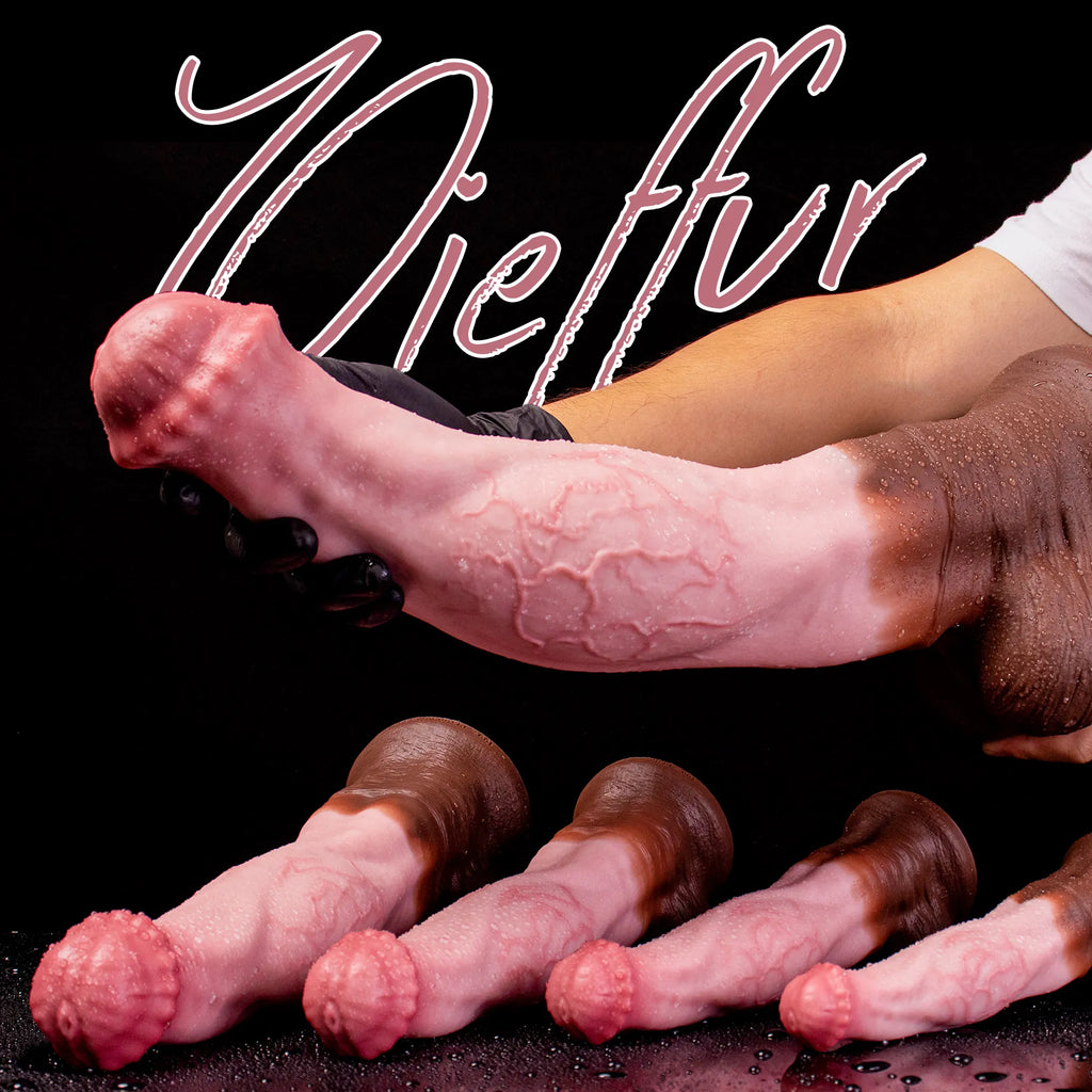 Horse-inspired platinum silicone dildo from Oieffur, featuring a strong bow design and detailed horse features.