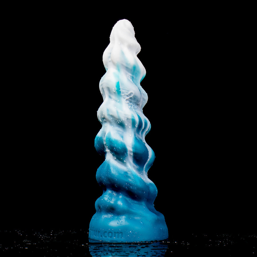 Oieffur Thick Conqueror Platinum silicone fantasy dildo with tapered design, featuring sculpted shape and smooth surface.