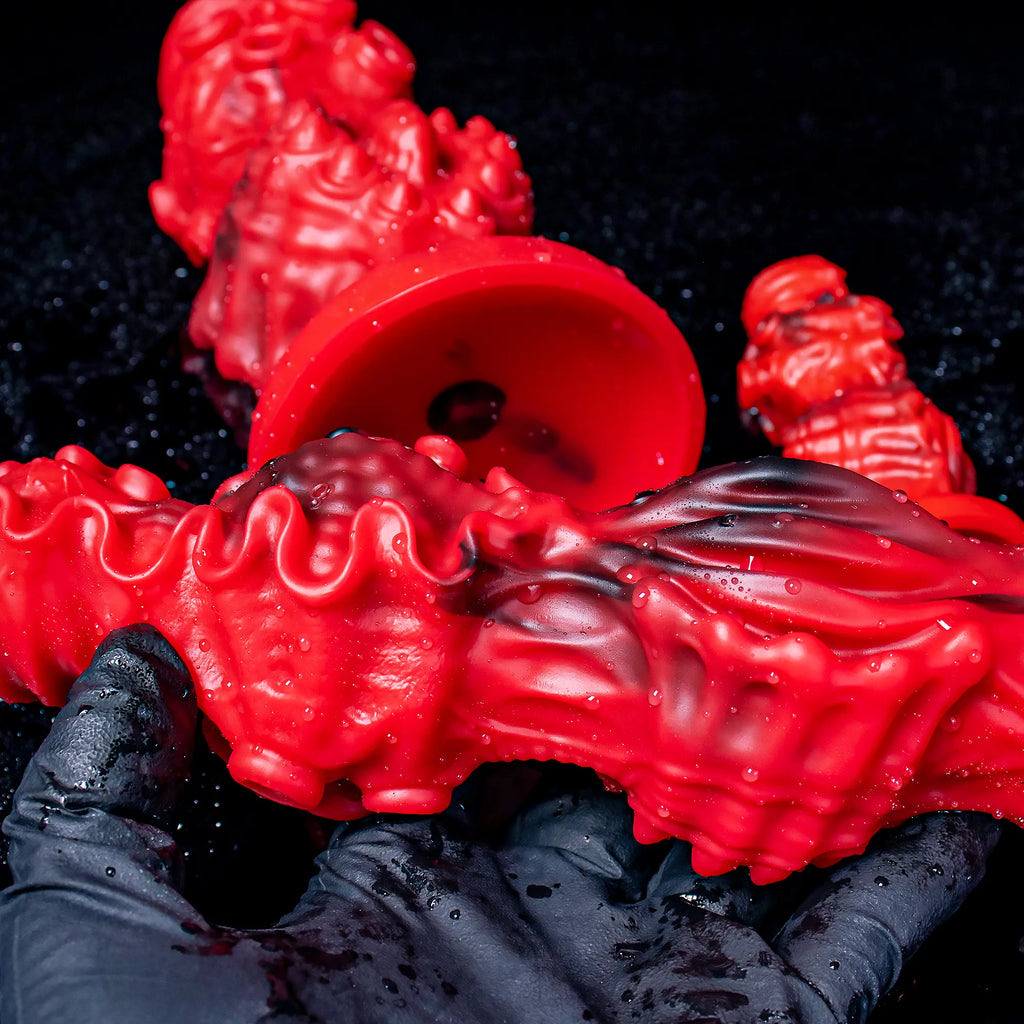 Oieffur Abyssal Depths beaded dildo made from platinum silicone, featuring a sculpted design with defined beaded surface.