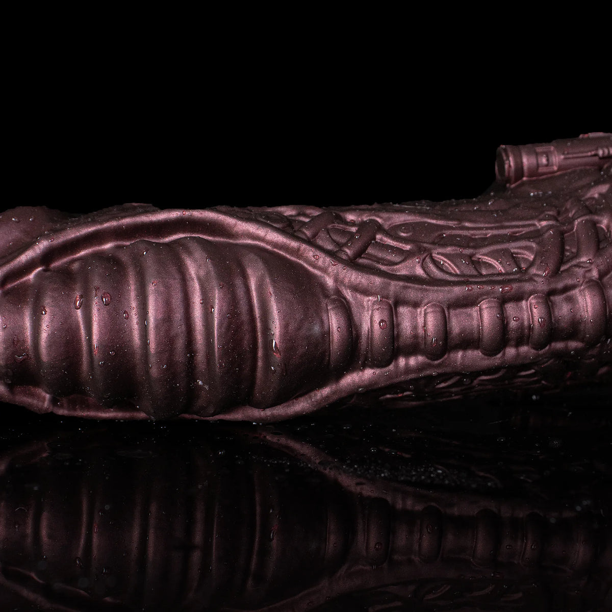 Oieffur Cyberpunk Sheath Male Extender Sleeve with mechanical design, soft silicone feel, and sculpted surface for penis enhancement.