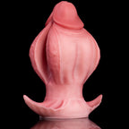 Oieffur Fissure Fantasy Stroker petal-folded platinum silicone dildo, penetrable fantasy toy with intricate surface design.