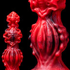 Oieffur Abyssal Depths beaded dildo made of platinum silicone, featuring a sculpted, beaded design for fantasy pleasure.