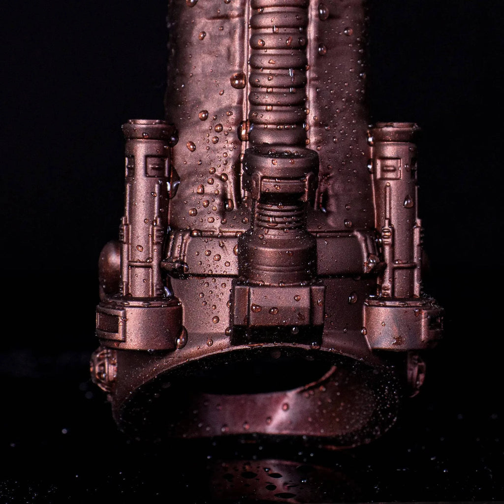 Oieffur Cyberpunk Sheath Male Extender Sleeve with mechanical design, soft silicone feel, and sculpted penis sheath for enhanced sensation.