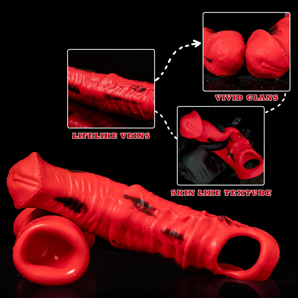 Oieffur Storm Horse male extender sleeve, sculpted penis sheath in flesh tone, designed for enhanced intimacy and comfort.