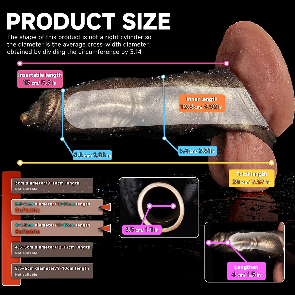Canine-shaped dog penis sleeve made of platinum silicone, designed as a canine cock extender for enhanced intimacy.