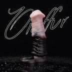 Oieffur silicone horse sheath penis extender showing sculpted silicone exterior and extended length and girth.