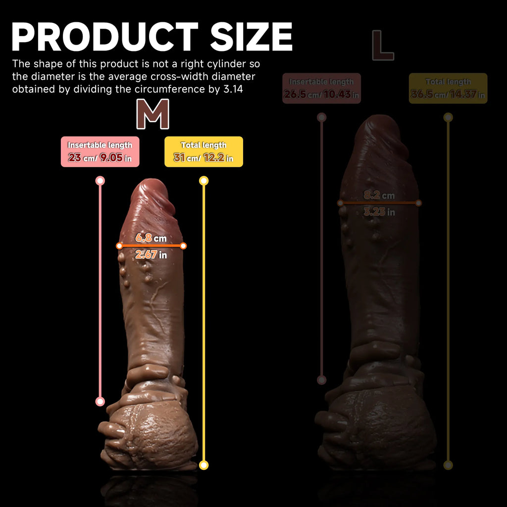 Realistic Hot Surge Fantasy Dildo by Oieffur with dual-layer design, showcasing sculpted detailing and lifelike appearance.