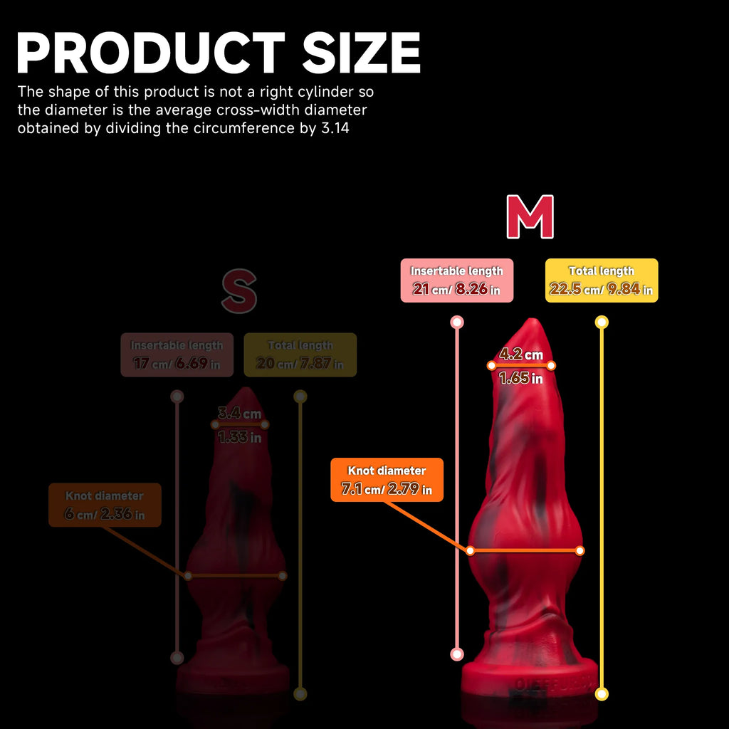 Firewolf silicone dildo by Oieffur, shaped like a wolf and dog, with sculpted surface detail.