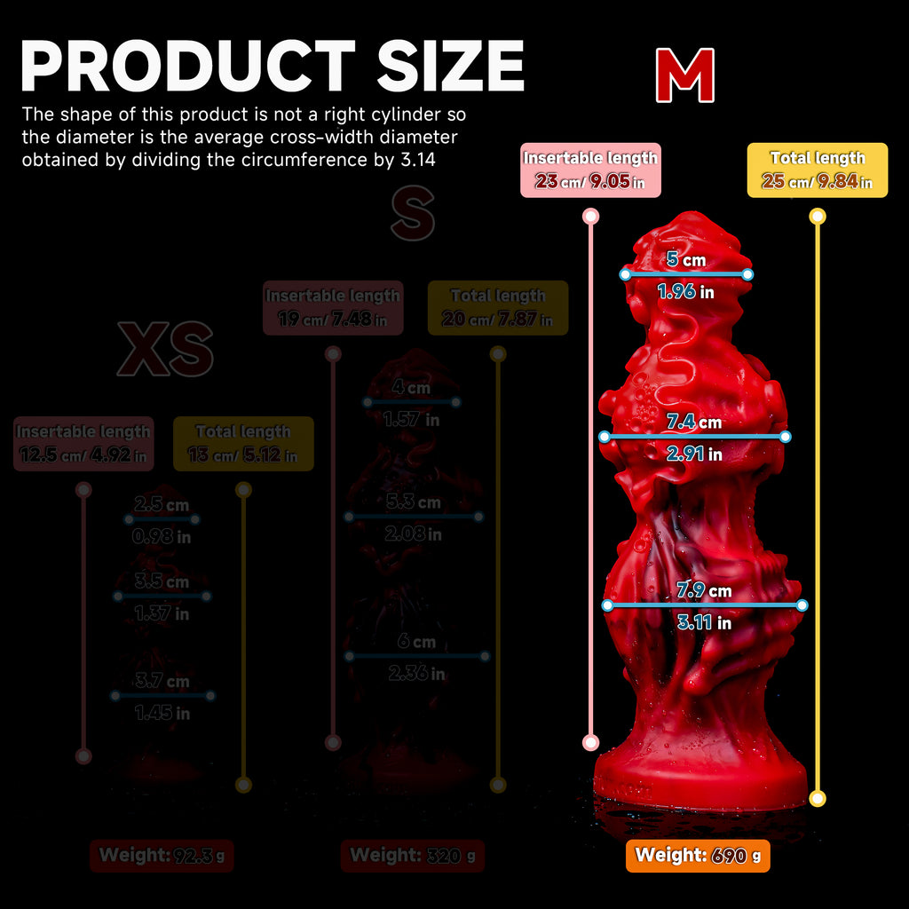 Oieffur Abyssal Depths beaded dildo made of platinum silicone, designed for fantasy pleasure and anal stimulation.