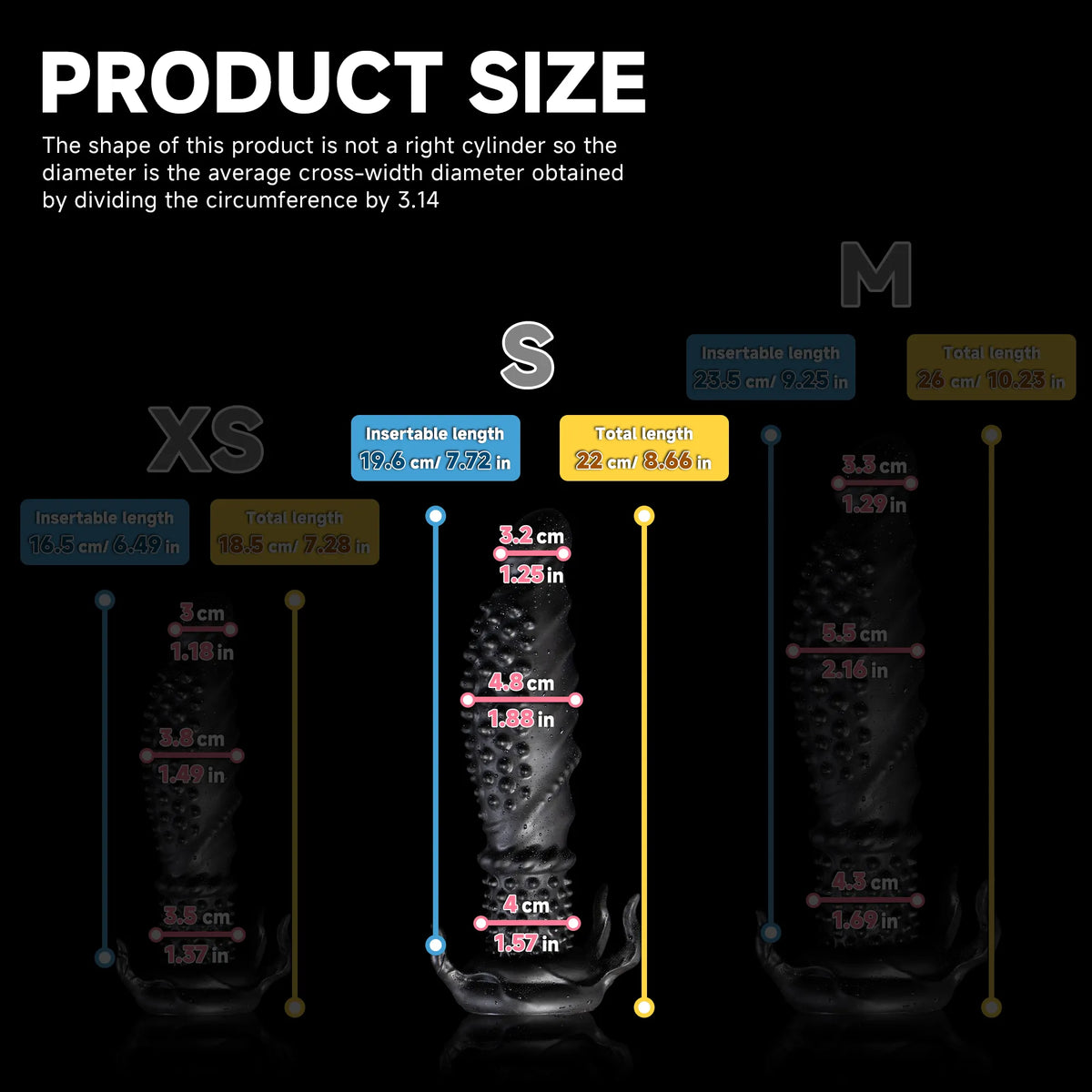 Black Abyss spiked dildo from Oieffur's Fantasy Dildos collection, made of platinum silicone with sculpted, spiked design.