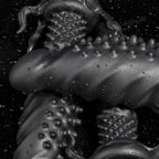Black "Abyss" Spiked Fantasy Dildo by Oieffur, made of platinum silicone, featuring a sculpted, monster design for intimate use.