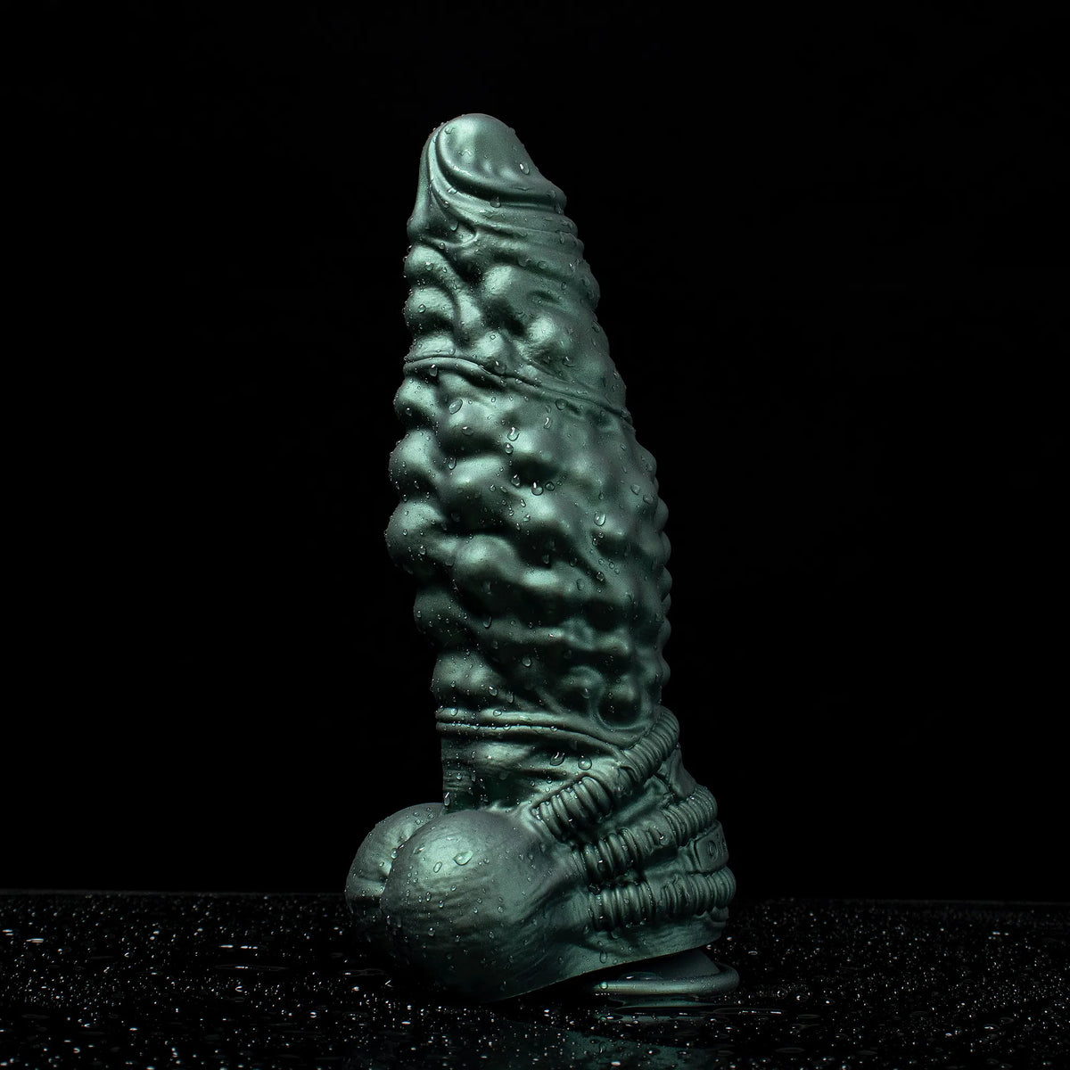 Oieffur Nexus Node Monster Toy fantasy dildo with alien-inspired sculpting, platinum silicone material, showcasing detailed surface design.