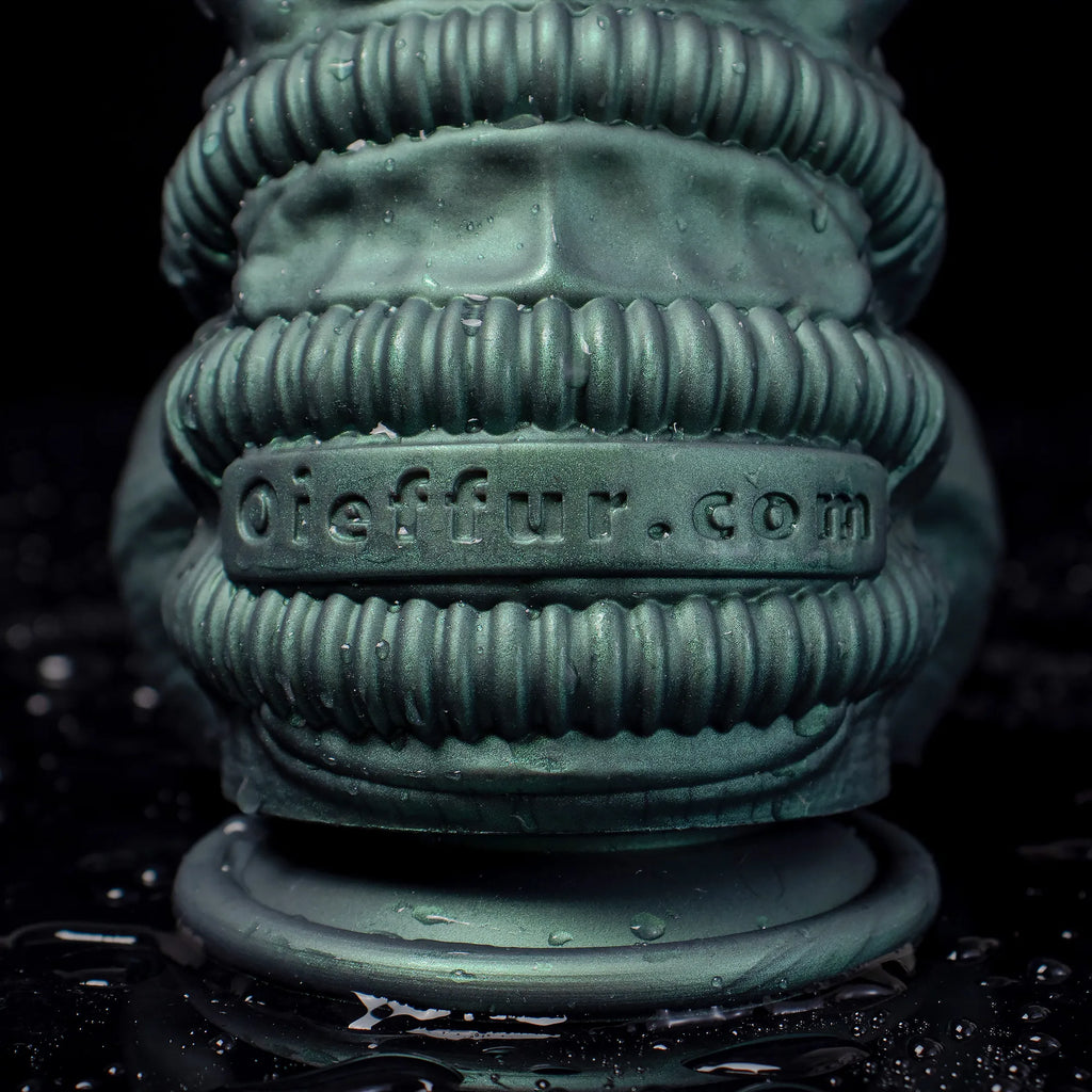 Oieffur Nexus Node Monster Toy fantasy dildo with alien-inspired sculpting in platinum silicone, showcasing detailed surface and sculpted design.