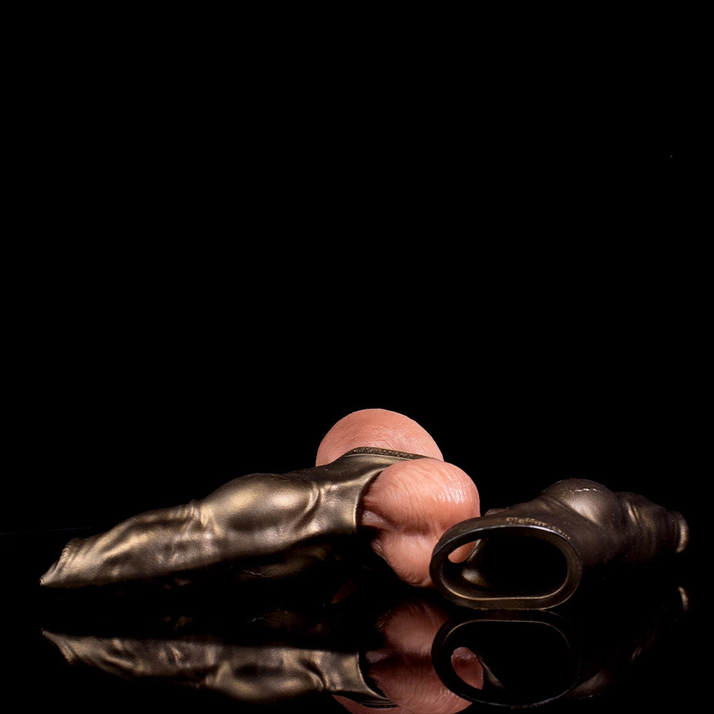 Canine-shaped dog penis sleeve made of platinum silicone, designed as a canine cock extender, for enhanced pet intimacy.