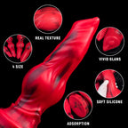 Sculpted silicone dildo shaped like a wolf and dog, from the Oieffur Firewolf collection, showcasing detailed design and surface definition.